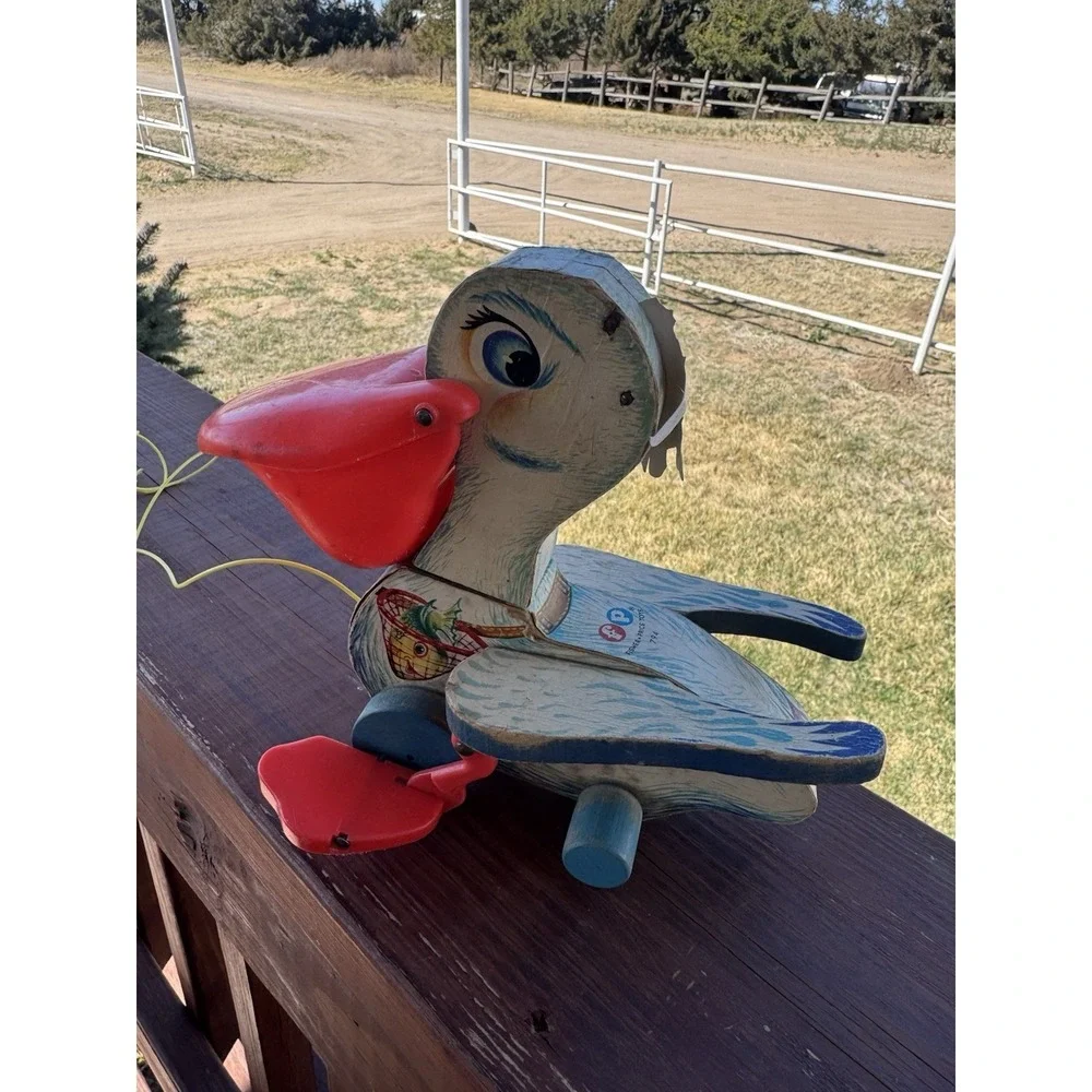 Vintage Fisher Price Pelican Big Bill Pull Toy 1961